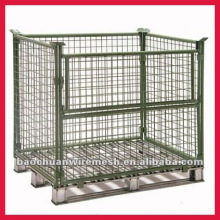 50*50mm folding collapsible stackable warehouse using mesh cages with 4 castors